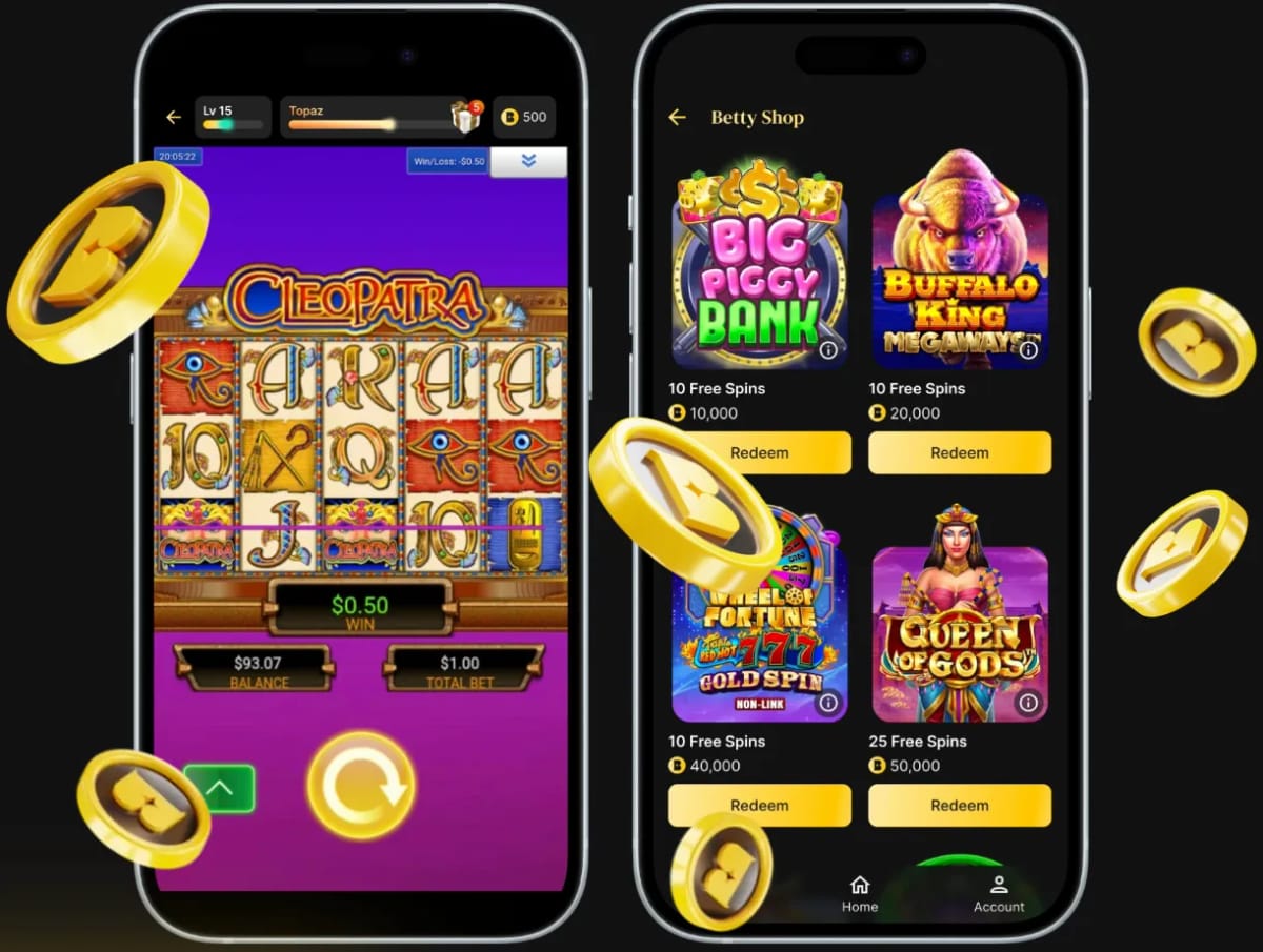 Betty Casino mobile app features screenshot