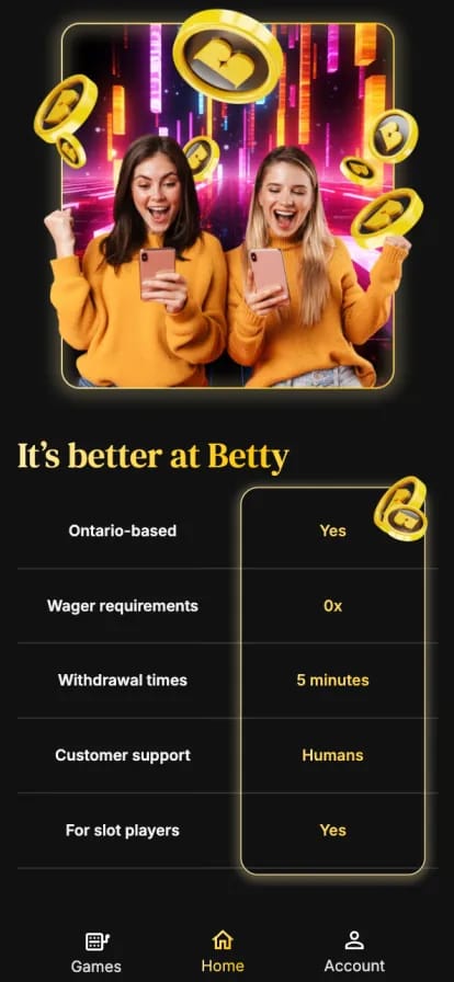 Explore Betty Casino's premium features